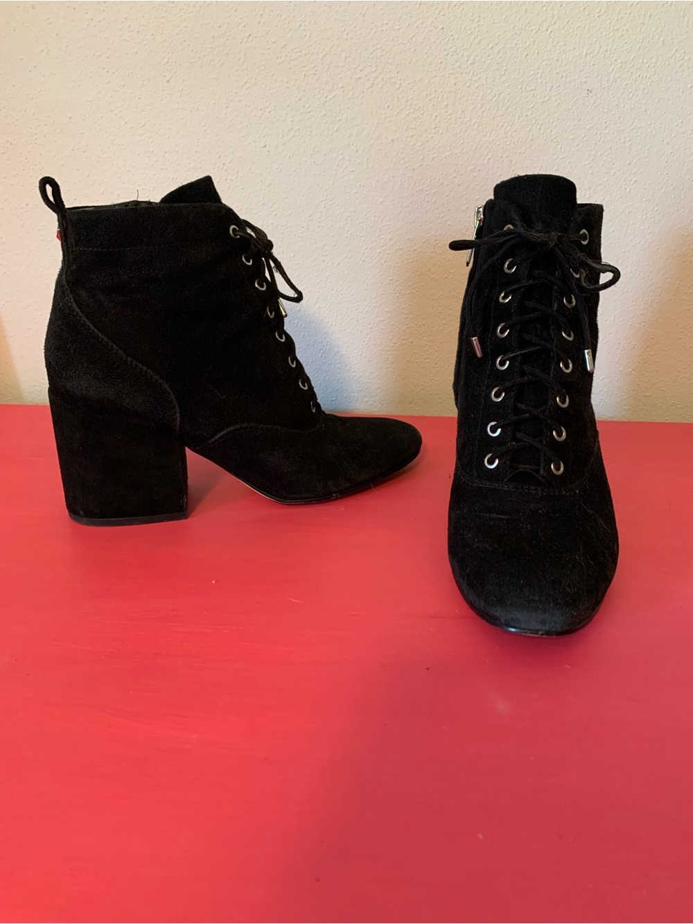 Sam Edelman Tate Black Suede Lace Boots